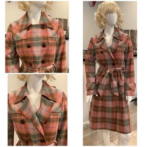 Boho Pink Plaid Trench Coat